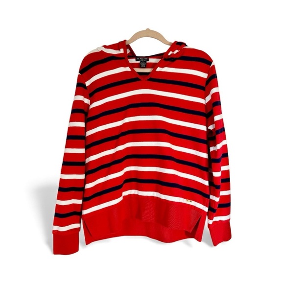 U.S. Polo Assn. Tops - US Polo Association Red White & Blue Lightweight Hoodie Size L